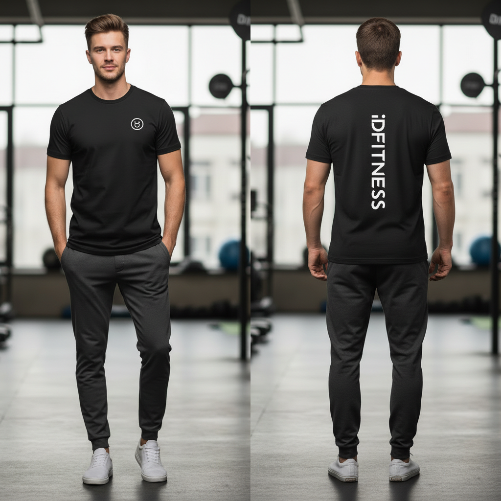 iDFITNESS Vertical Signature Tee – Black